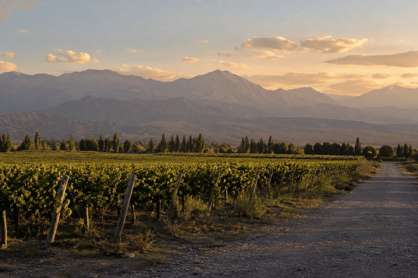 Vineyards and Andes foothills near Mendoza, Argentina